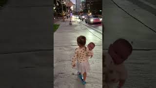 Evening walk with baby doll. Funny Baby video!