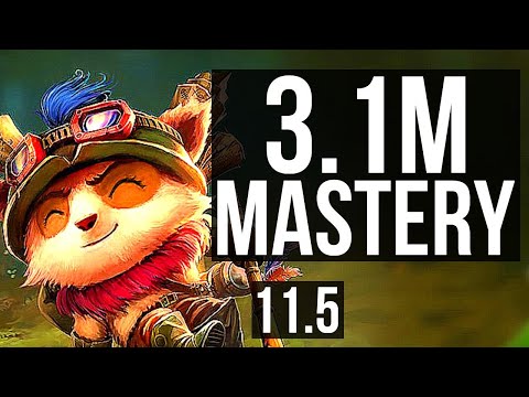 TEEMO vs HEIMERDINGER (TOP) | 3.1M mastery, 1500+ games, 3/1/3 | NA Master | v11.5