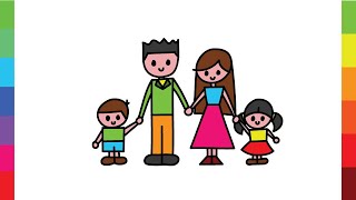 How to draw cute FAMILY with simple shapes | Very easy | Beginners tutorial