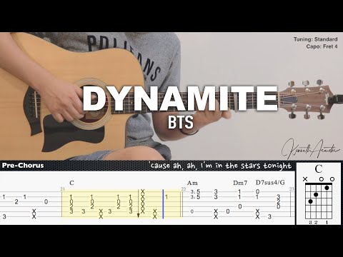 Dynamite - BTS | Fingerstyle Guitar | TAB + Chords + Lyrics