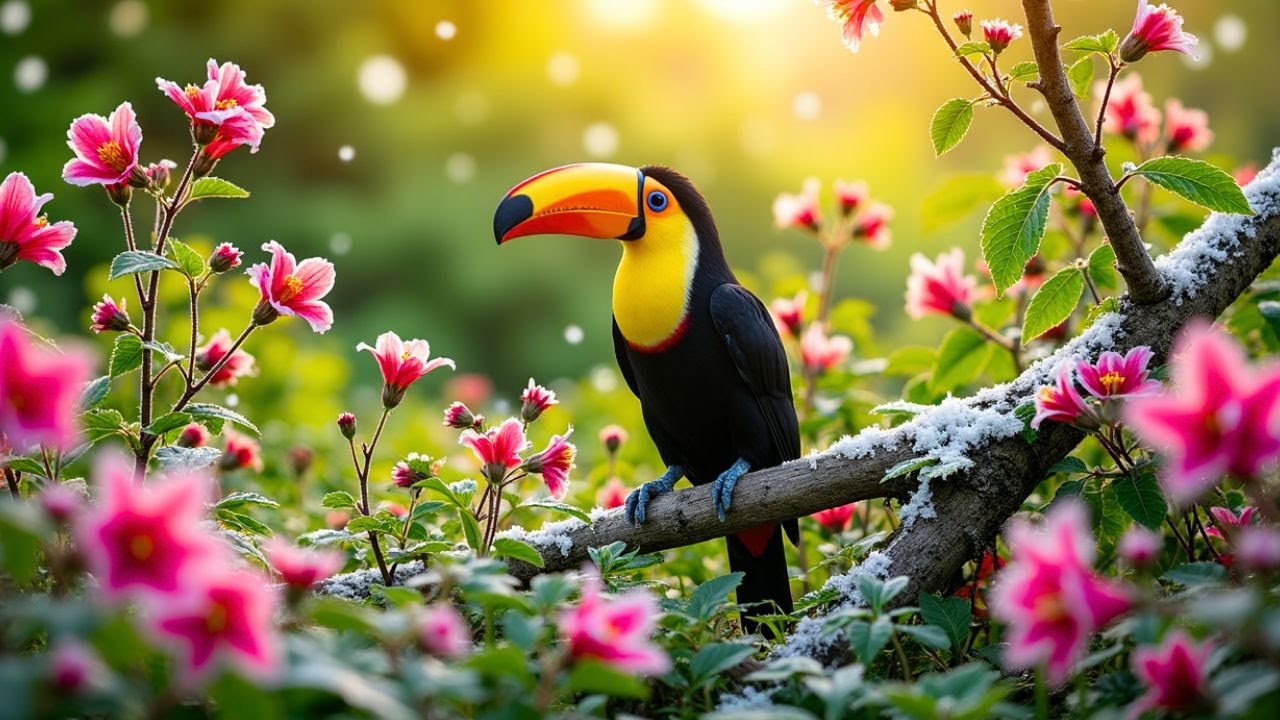 Birdsong and Soft Piano Music in the Snowy Space ❄️ Relaxing Melodies in Winter, Warming the Heart