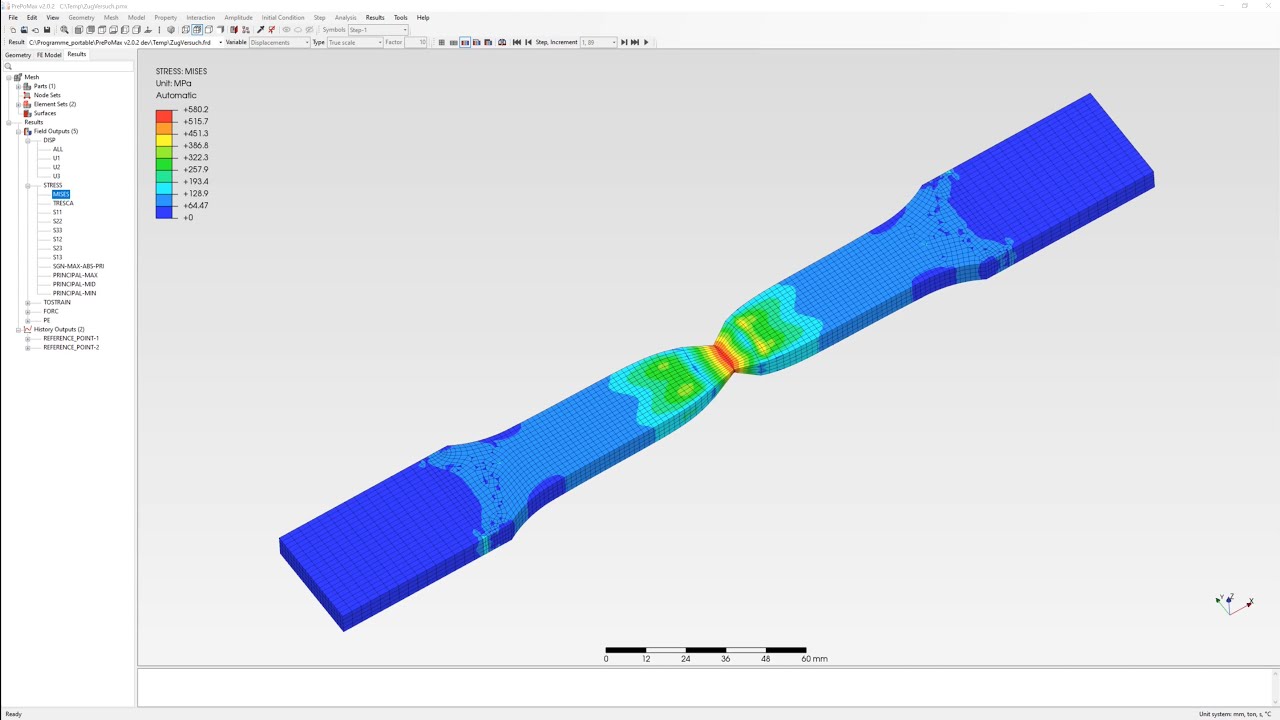 Structural Simulation | Tensile testing | PrePoMax