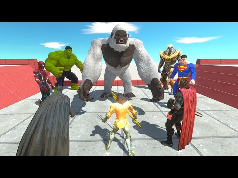 Superhero Teams From Marvel and DC VS Teams King Kong - Animal Revolt Battle Simulator