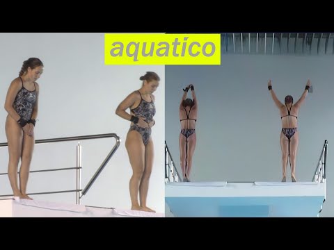 Divers Eszter Kovacs, Lilla Szabo (Hungary Team) at LEN 2022 - Platform Synchro