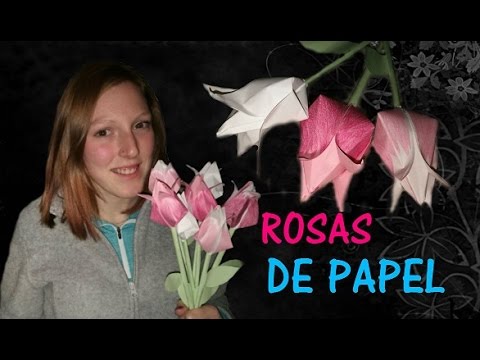 Rosa/tulipán de papel (papiroflexia)