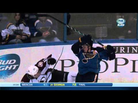 T.J. Oshie reverse hit on Jamie McGinn Colorado Avalanche vs St. Louis Blues 11/14/13 NHL Hockey.