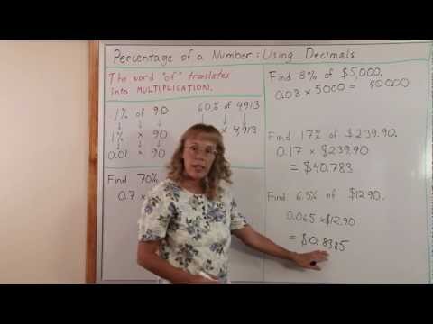 Percent of a number using decimals