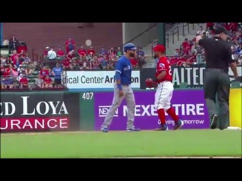 Rougned Odor PUNCHES Jose Bautista in the FACE ! - Toronto Blue Jays vs Texas Rangers Brawl / Fight