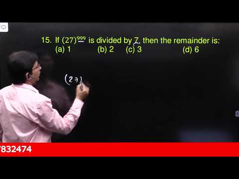 If (27)^999 is divided by 7, then the remainder is: