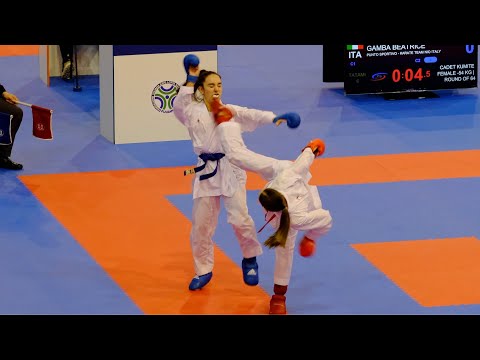 CADET KUMITE FEMALE -54 KG Youth League Karate1 WKF Venice 2021 GELETA A. (ESP) vs GAMBA B. (ITA) 4K