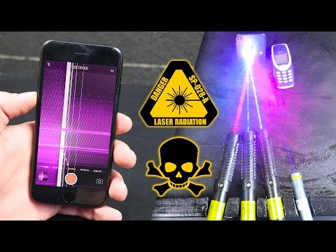 Strongest Handheld Lasers vs iPhone 7 & Nokia 3310!