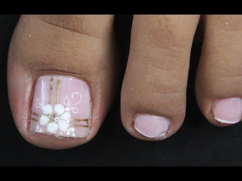 DISEÑO DE UÑAS PARA NOVIA FLOR Y FRANCES SENCILLO – FLOWERS NAIL ART – FRENCH NAIL ART – NLC