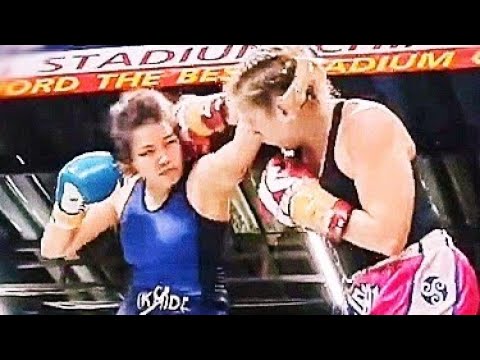 Highlights of the French girl winning her fight  by elbow KO, Muay Thai in Chiang Mai Thailand