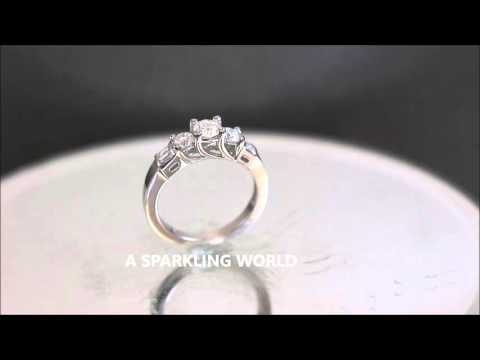 14k White Gold Round Cut Baguettes Diamond Engagement Ring Prong Set 1.08ctw - ASW - 991N