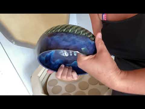 3. Glaze kiln opening Amaco brush on Celadon and Potters Choice glazes using a Skutt KM1018 15.06.20