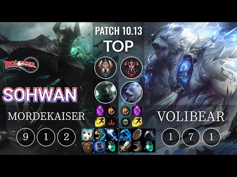 KT SoHwan Mordekaiser vs Volibear Top - KR Patch 10.13