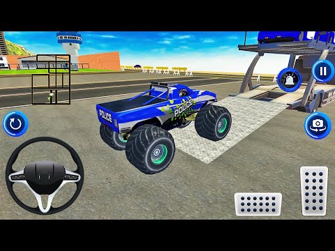 Transporting Monster Truck in Cargo Plane - Police Car Transporter Simulator #2 - Android Gameplay