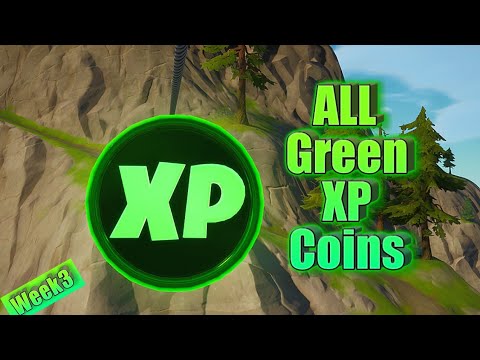 ALL 4 Green XP COINS Locations Week 3 - Chapter 2 Season 4 - Fortnite