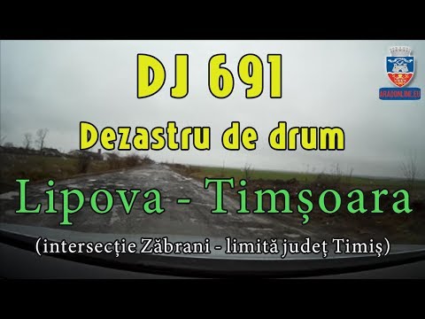 Dezastru de drum DJ 691 Lipova - Timisoara (intersectie Zabrani - limita judet Timis)