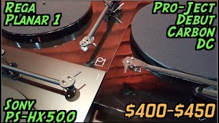 Video thumbnail for Turntables $400 -$450: Shoot-Out & Reviews: Pro-Ject vs Rega vs Sony by HiViNyws channel