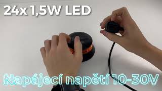 Robustný oranžový LED maják, čierny hliník, 36W, ECE R65