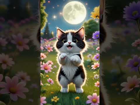 Tańczący Kotek 🌙✨ | Zobacz, jak mały puszysty kotek tańczy przed snem! 😻🎶 @BabyMoonMusic