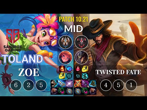 SB TolanD Zoe vs Twisted Fate Mid - KR Patch 10.21