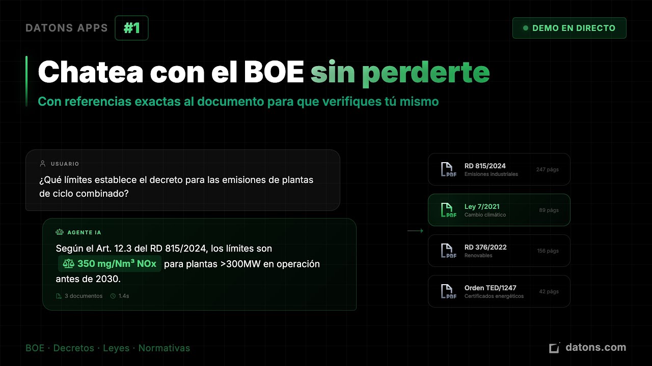 Datons Apps #1 - Legal AI Agent for Spanish Official Gazette (BOE) | Skip 200 Pages