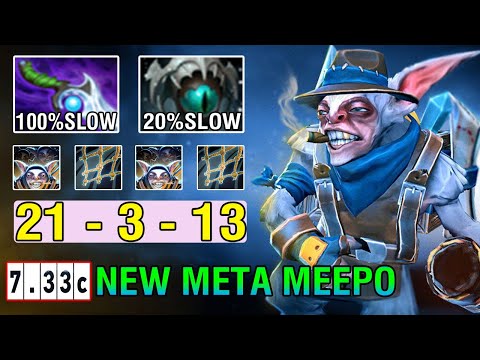 New Meta Build [Meepo] Midlane Max Move SLow Diffusal Blade + Skadi 100% Can't Run Dota2 7.33C
