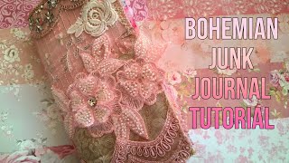 Bohemian Junk journal tutorial with all available materials | how to decorate boho journal