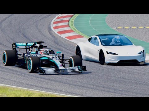 Tesla Roadster vs Mercedes F1 2019 - Spanish Grand Prix