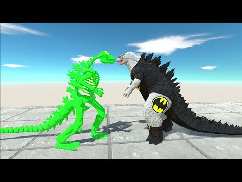 New Skeleton Godzlla Green Vs Team Batman Godzilla 2014 Death Fall -Animal Revolt Battle Simulator