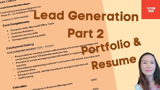 Earn Online Lead Generation Part 2! | Portfolio & Resume