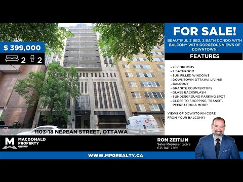 Beautiful Executive 2 Bed, 2 Bath Condo located in Downtown Ottawa on Nepean Street!