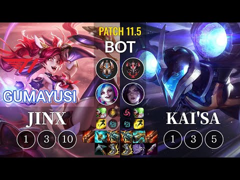 T1 Gumayusi Jinx vs Kai'Sa Bot - KR Patch 11.5