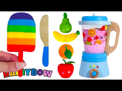 Create & Learn with Play Doh Rainbow Popsicle | Toy Kitchen Pretend Play