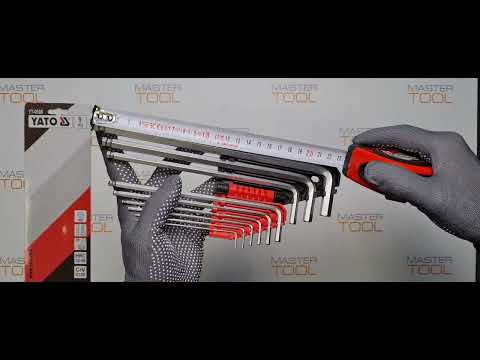Ключі 6-гранні Г-подібні з кульовим наконечником YATO : Cr-V, М 1.5-10 мм, 9 шт [6/36]