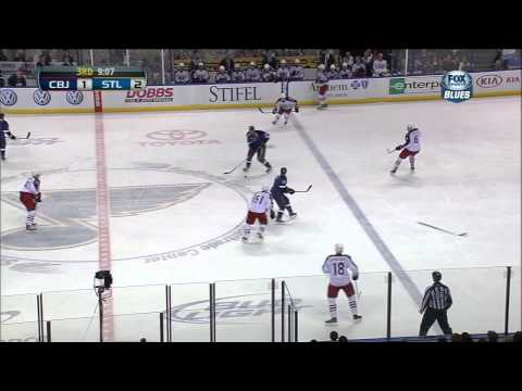 Ryan Reaves cranks Nikita Nikitin Feb 23 2013 Columbus Blue Jackets vs St. Louis Blues NHL Hockey