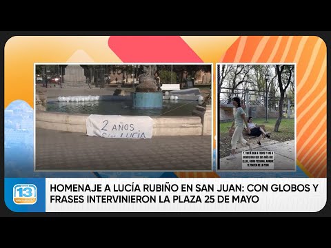 Homenaje a Lucía Rubiño en San Juan: con globos y frases intervinieron la plaza 25 de Mayo