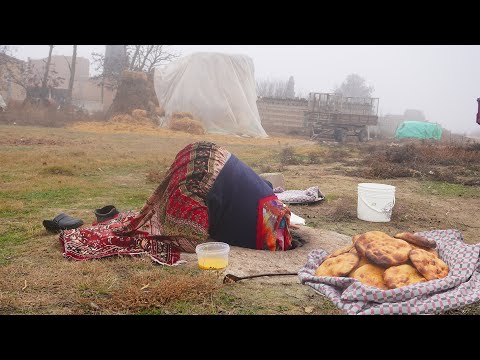 Cooking traditional Iranian breakfast with tandoori bread