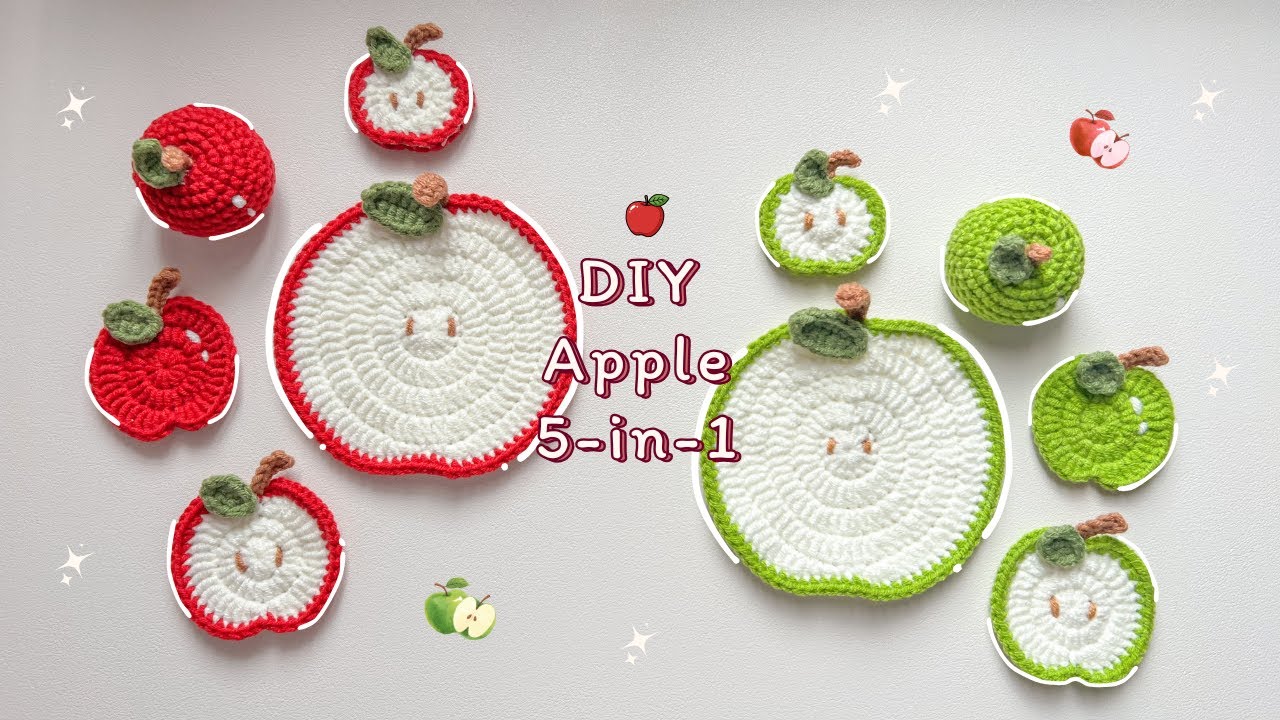 Crochet Apple 5-in-1 🍎 | Step by Step Tutorial for Beginners