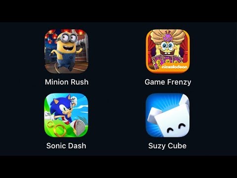 Minion Rush, SpongeBob Game Frenzy, Sonic Dash, Suzy Cube [iOS Gameplay] Video