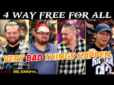 4 ARMIES ENTER 1 ARMY LEAVES | LIVE Battle Report - ASTRA MILITARUM, T'AU, CHAOS DAEMONS & TYRANIDS