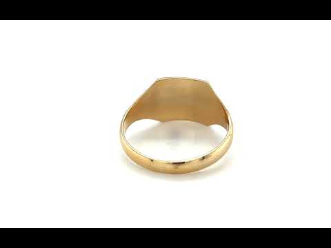 9ct Yellow Gold Feather & Scroll Engraved Signet Ring - 03210026 | Johnsons Jewellers