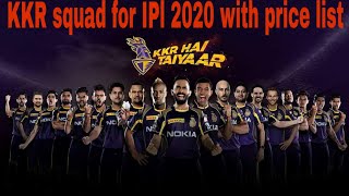 IPL-2020-KKR Player Squad For IPL-2020// With Price List
