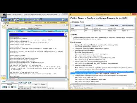 11.2.4.5 Packet Tracer - Configuring Secure Passwords and SSH