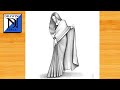 How To Daw A Girl With Saree Easy Drawing Pencil Sketch For Beginners Girl Drawings
