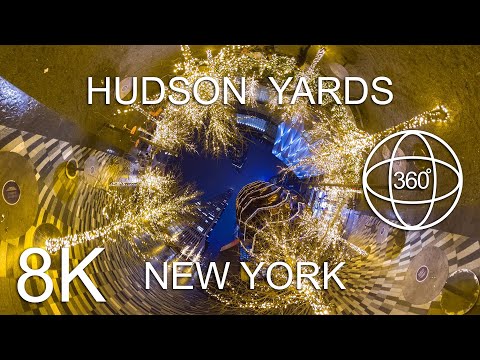 The Vessel at Hudson Yards, New York at night 360 VR tour shot with Qoocam 8K in low light
