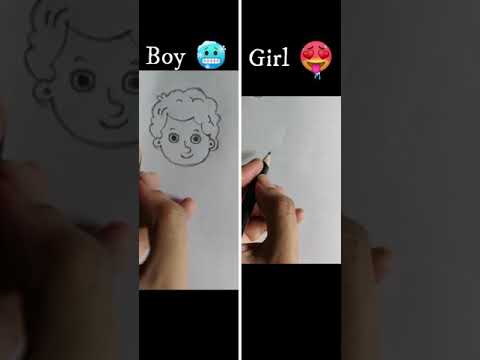 #boy #vs #girl #drawing | #dailyart #37 | #trend #easy #sketch #artfun | #drawingdare