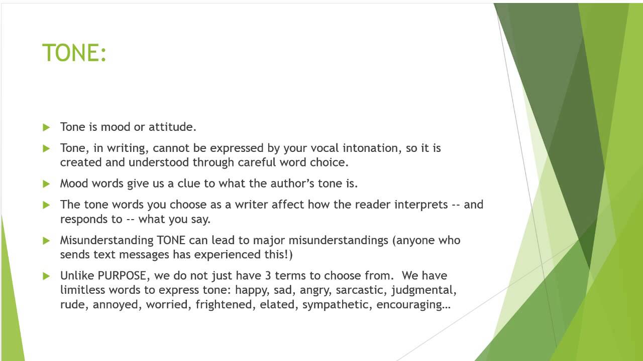 Purpose and Tone Video Lecture - -Swanberg LSCC